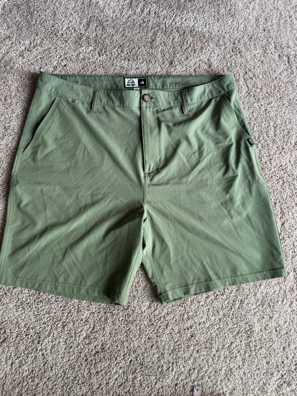 Reef Men's Flat Front Olive Green Shorts
